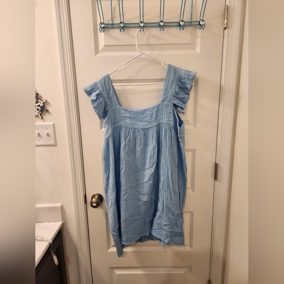 Anaak Cassi Baby Blue Ruffle Babydoll Mini Dress Ruffles Sleeveless Size 3 Large - Picture 1 of 6